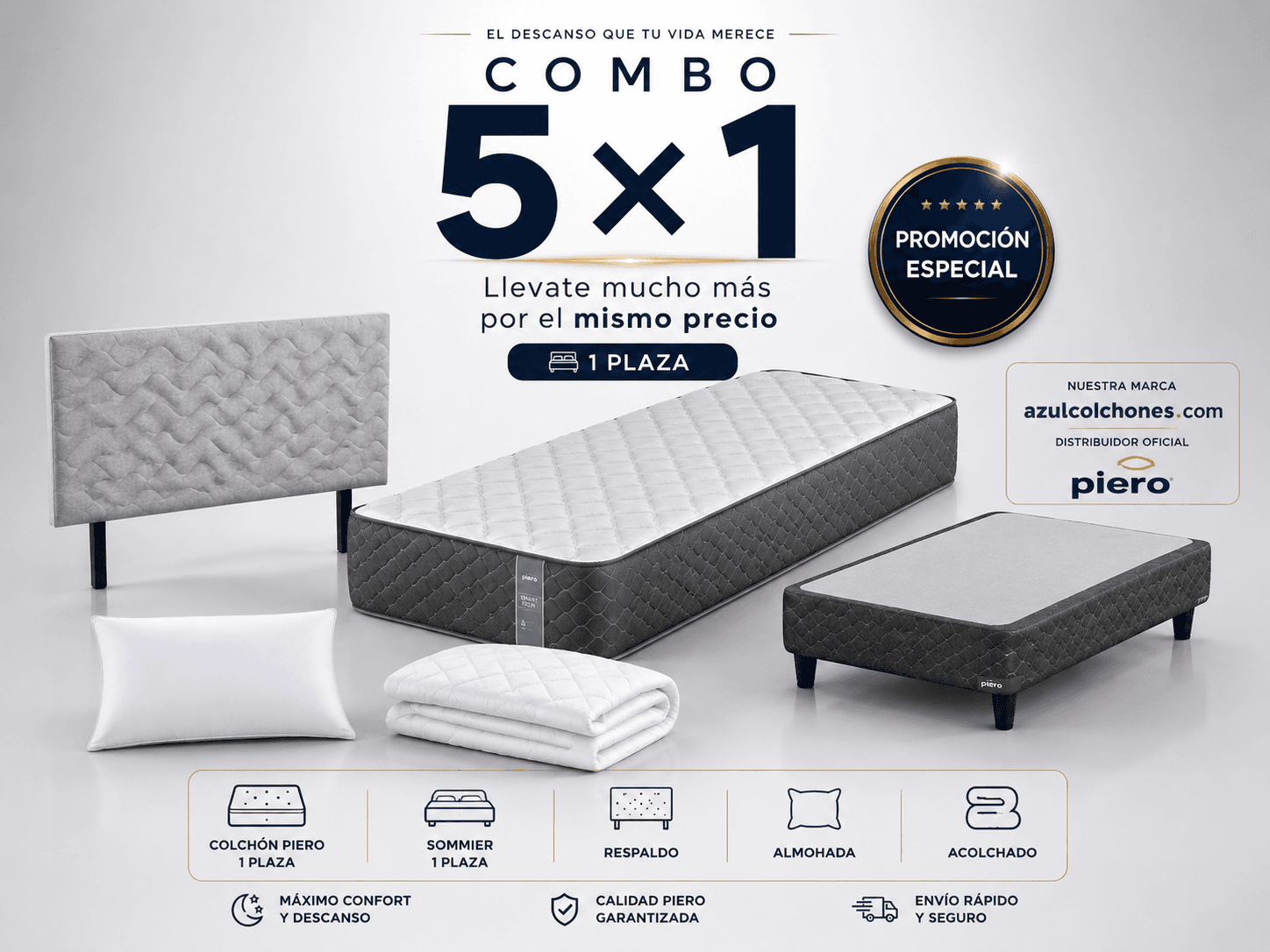 Combo Foam 1 plaza - Colchón Piero en Villa María