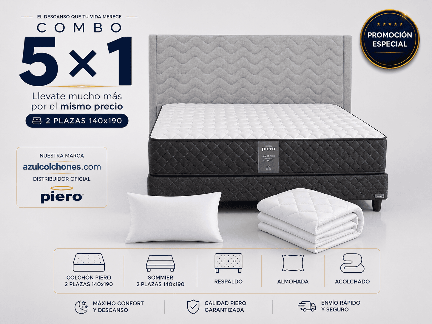 Combo Foam 2 plazas - Colchón Piero en Villa María